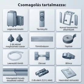 HOME MOBILSPLIT12 mobil hűtő-fűtő split klíma, 3,5 kW, wifi, 4 üzemmód, LED kijelző, távirányító